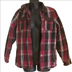 Dickies Red and Black Checkered Chore Coat Style Jacket. Size Small.